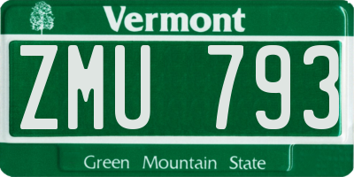 VT license plate ZMU793