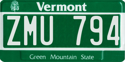VT license plate ZMU794