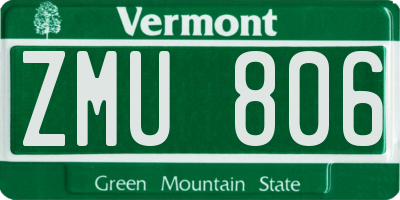 VT license plate ZMU806