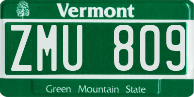 VT license plate ZMU809
