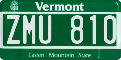VT license plate ZMU810
