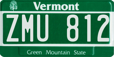 VT license plate ZMU812