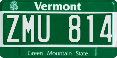 VT license plate ZMU814