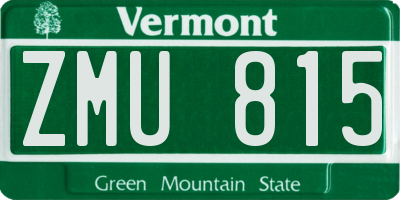 VT license plate ZMU815