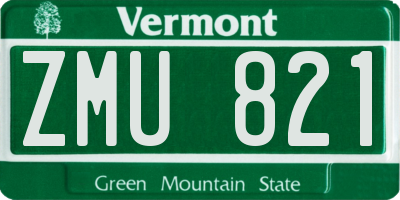 VT license plate ZMU821
