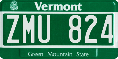 VT license plate ZMU824