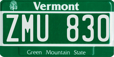 VT license plate ZMU830
