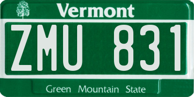 VT license plate ZMU831