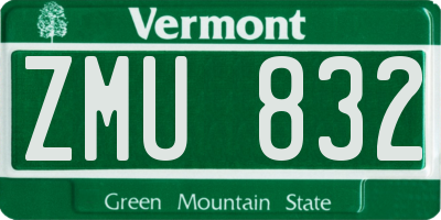 VT license plate ZMU832
