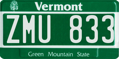 VT license plate ZMU833