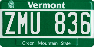 VT license plate ZMU836