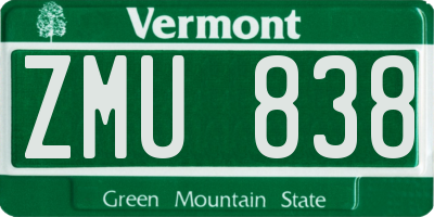 VT license plate ZMU838