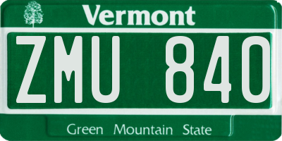 VT license plate ZMU840