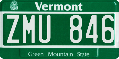 VT license plate ZMU846