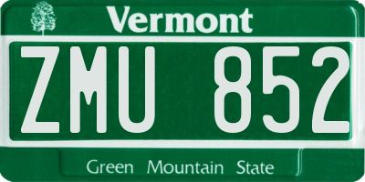VT license plate ZMU852