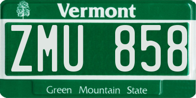 VT license plate ZMU858