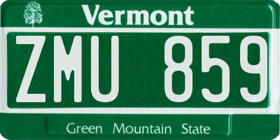 VT license plate ZMU859