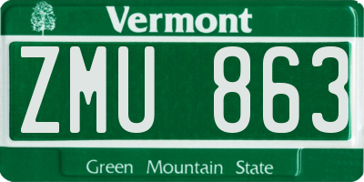VT license plate ZMU863