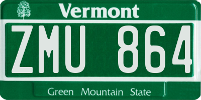 VT license plate ZMU864