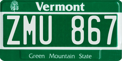 VT license plate ZMU867