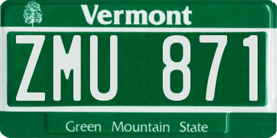VT license plate ZMU871