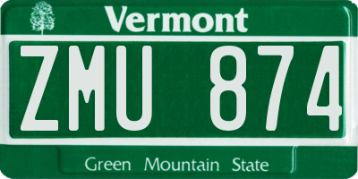VT license plate ZMU874