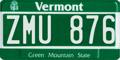VT license plate ZMU876