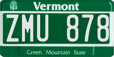 VT license plate ZMU878