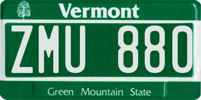 VT license plate ZMU880