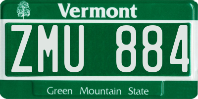 VT license plate ZMU884