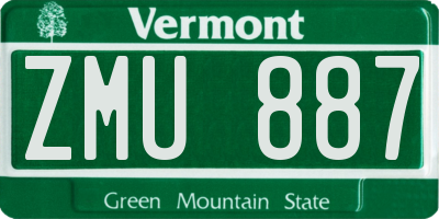 VT license plate ZMU887