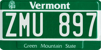 VT license plate ZMU897