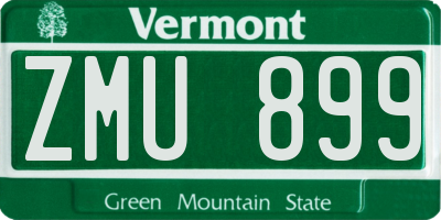 VT license plate ZMU899