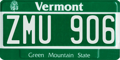 VT license plate ZMU906
