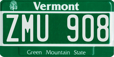 VT license plate ZMU908