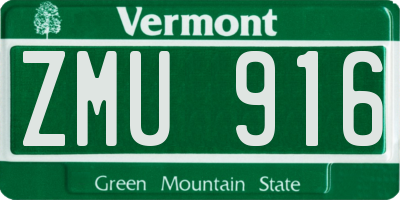 VT license plate ZMU916