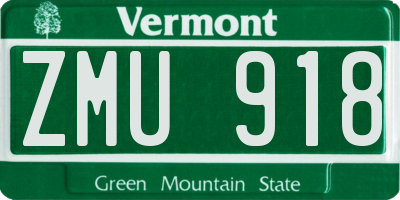 VT license plate ZMU918