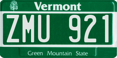 VT license plate ZMU921