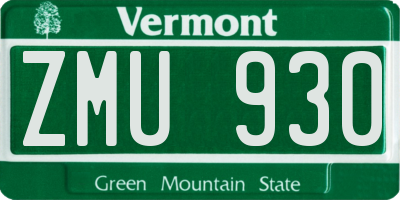 VT license plate ZMU930