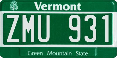 VT license plate ZMU931