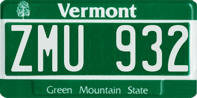 VT license plate ZMU932