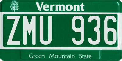 VT license plate ZMU936