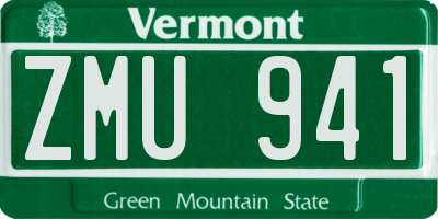 VT license plate ZMU941