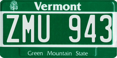 VT license plate ZMU943