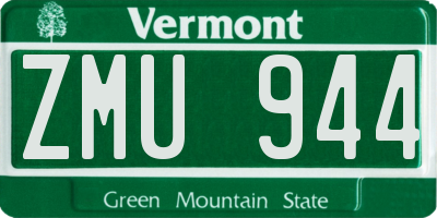 VT license plate ZMU944