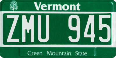VT license plate ZMU945