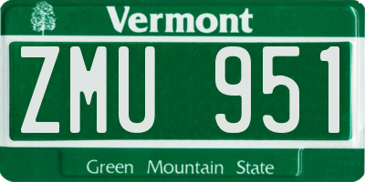 VT license plate ZMU951