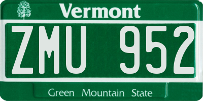 VT license plate ZMU952
