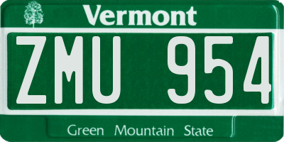 VT license plate ZMU954