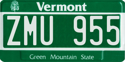 VT license plate ZMU955